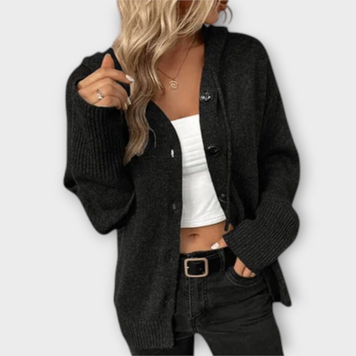 Berta™ - Elegant strikcardigan med knapper