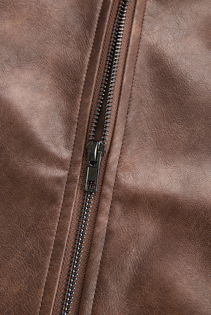 Lærke – Klassisk Brunt Læderlook Jakke