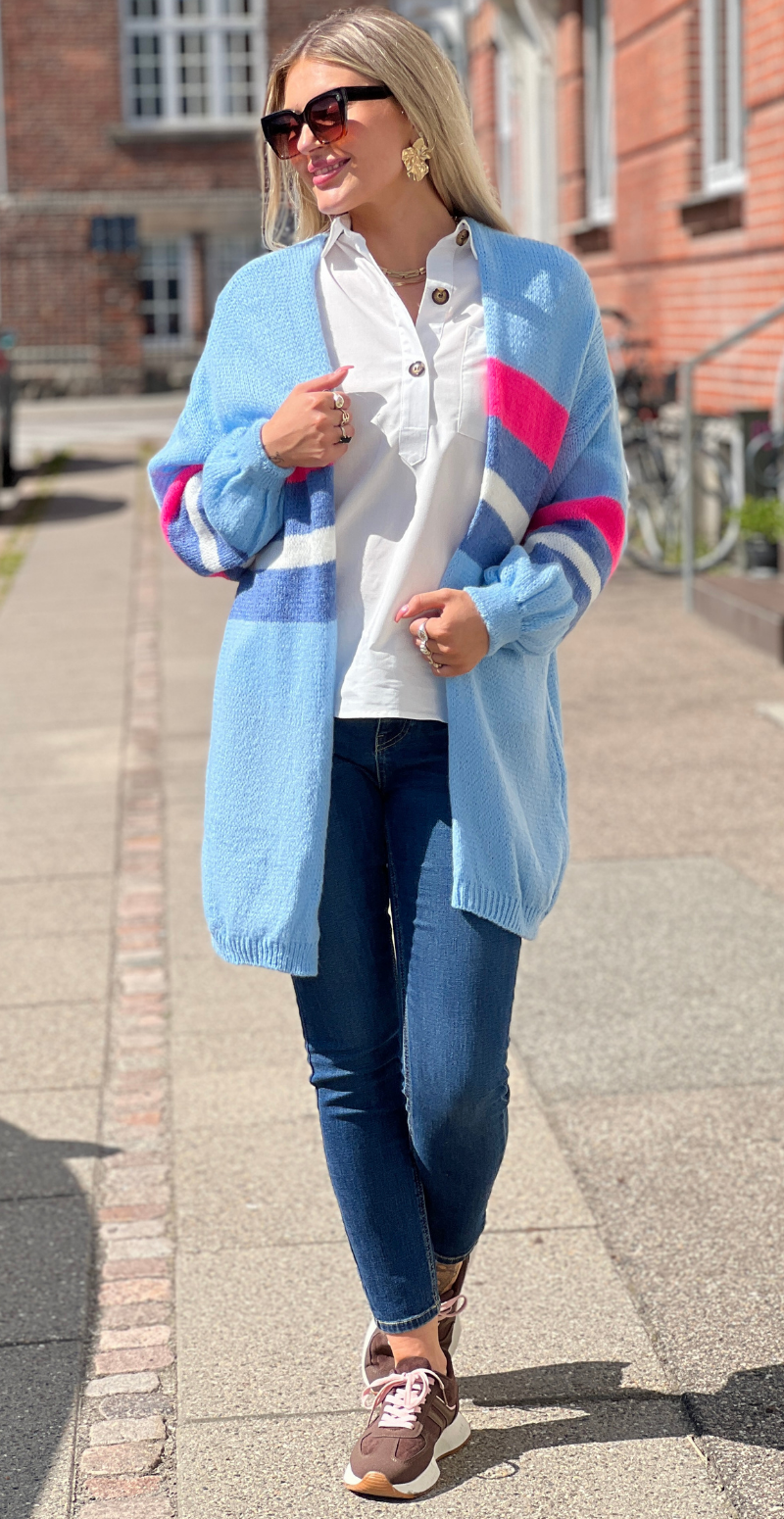 Sanna – Farverig, blød cardigan