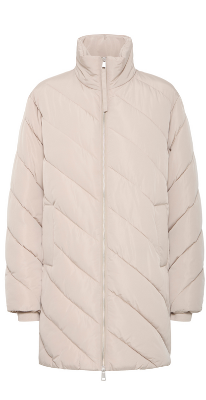 Astrid – Beige Vinterjakke med Elegant Quiltning