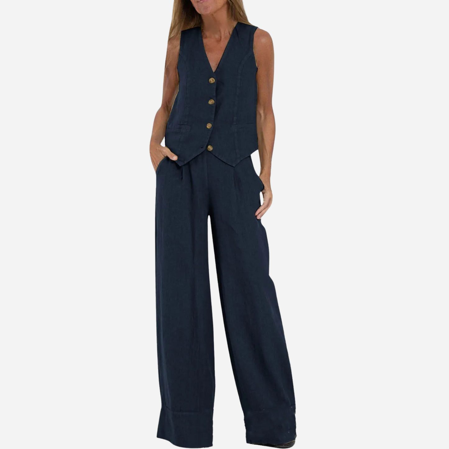 Victoria - Elegant Vest og Vidde-Ben Bukser Sæt