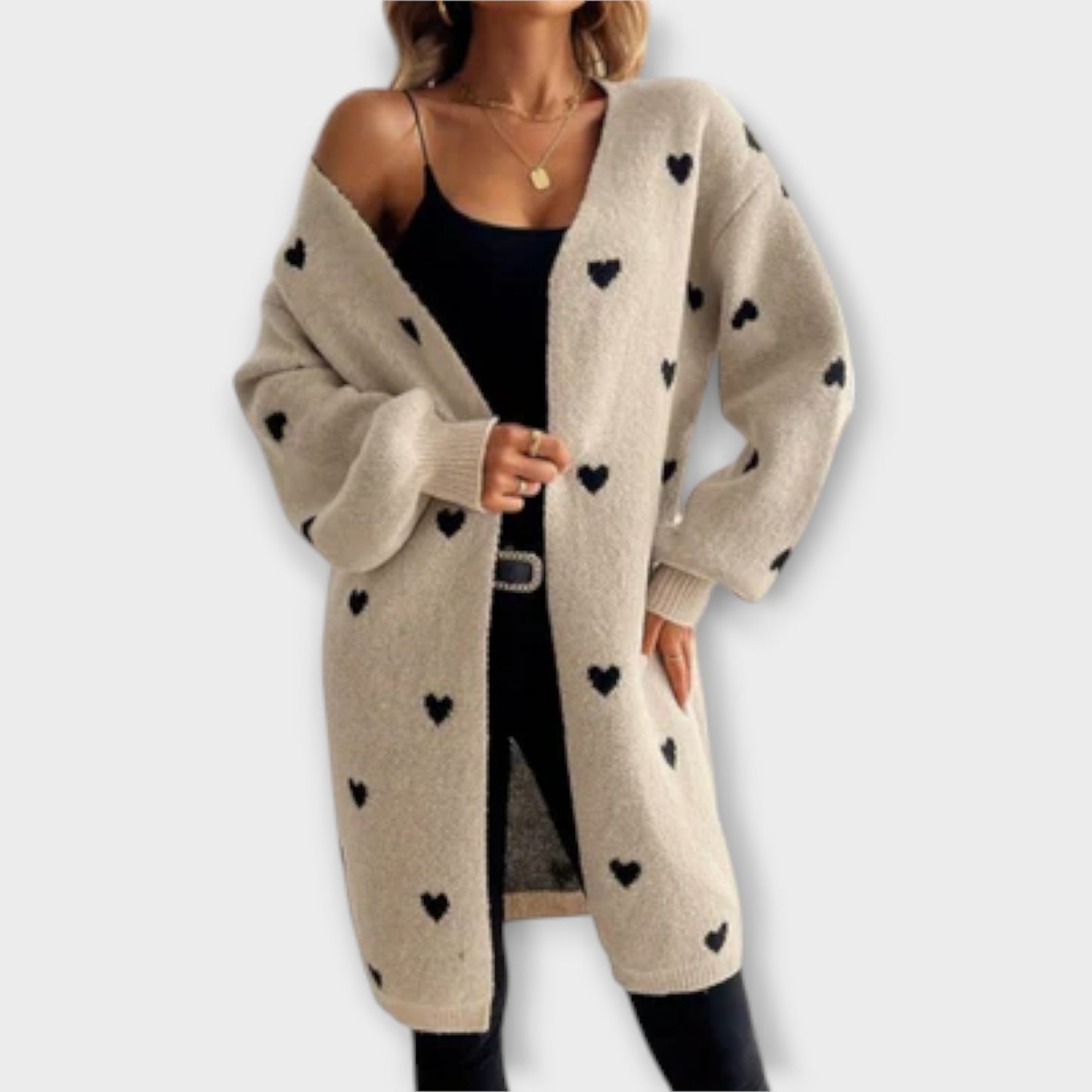 Chona™ - Blød cardigan med hjerteprint