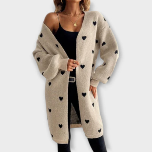 Chona™ - Blød cardigan med hjerteprint