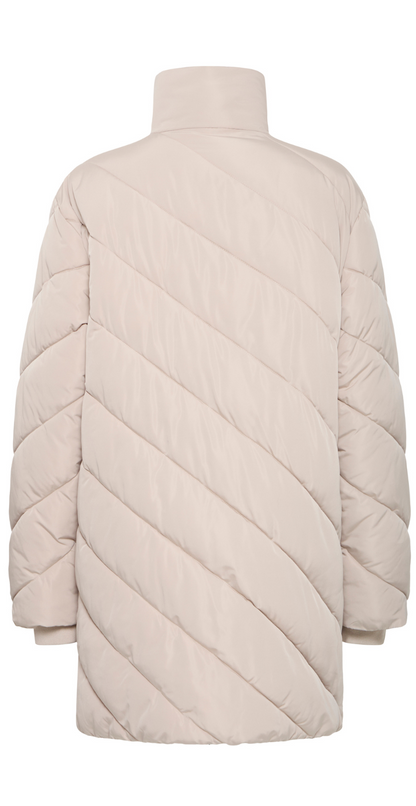 Astrid – Beige Vinterjakke med Elegant Quiltning