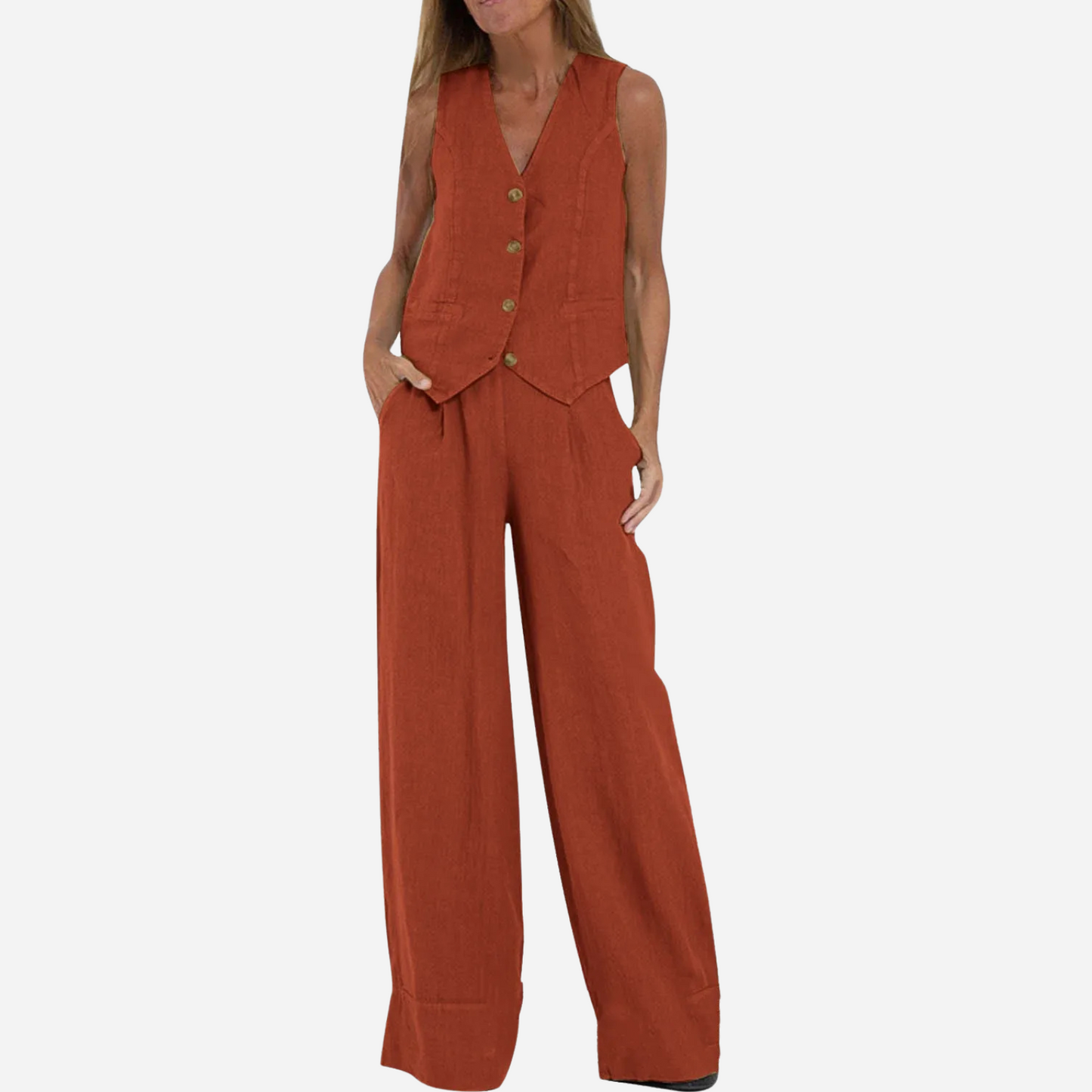 Victoria - Elegant Vest og Vidde-Ben Bukser Sæt