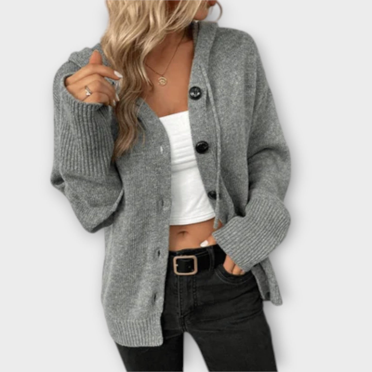 Berta™ - Elegant strikcardigan med knapper