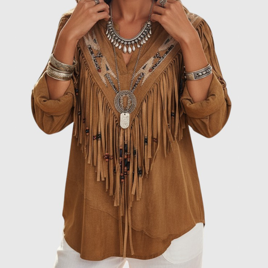 Savannah – Frynset Bluse Med Boho-Detaljer