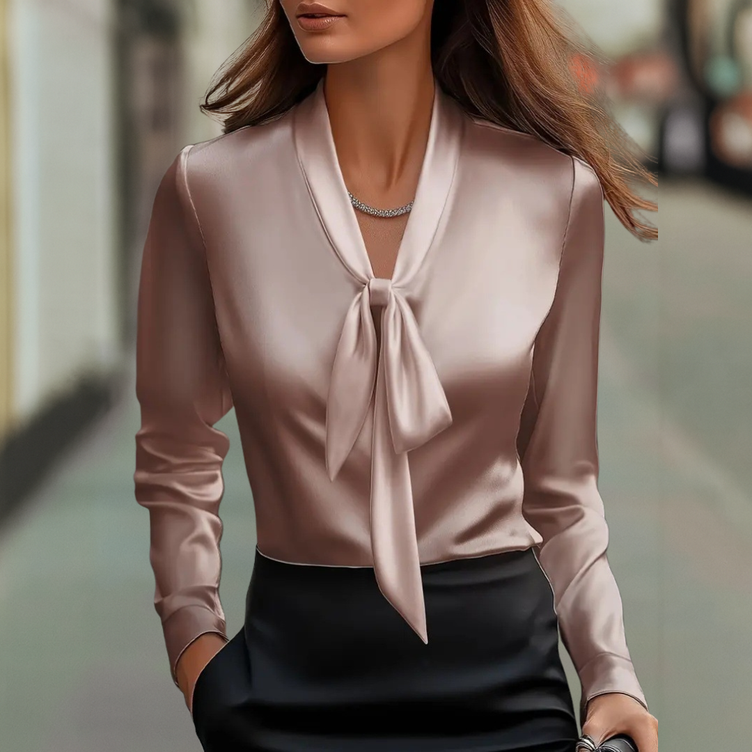 Alicia – Silke Bluse Med Elegant Sløjfe