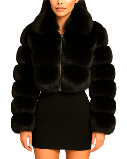 Estelle – Kort Sort Pelsjakke