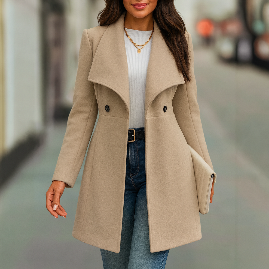 Isabella – Klassisk Uldfrakke med Elegant Snit