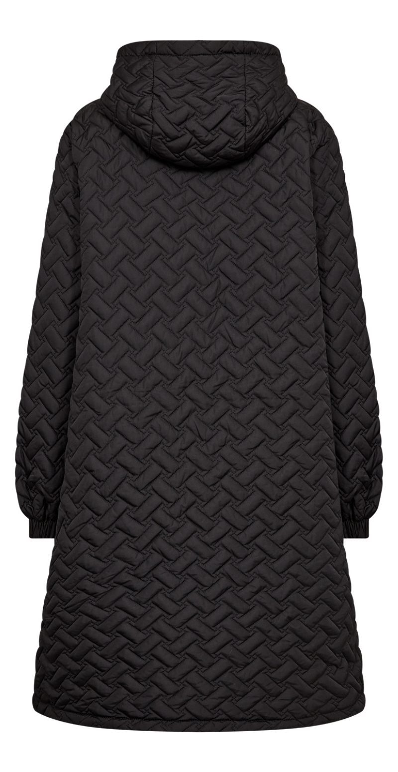 Ida – Quiltet Lang Jakke med Hætte