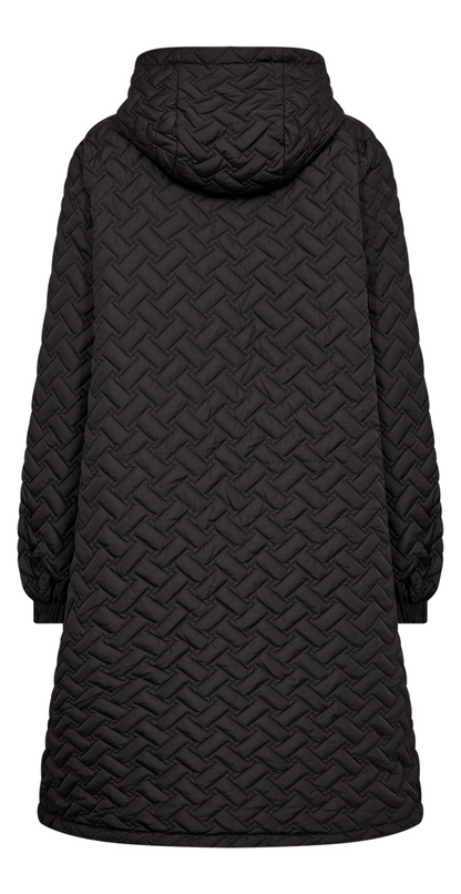 Ida – Quiltet Lang Jakke med Hætte