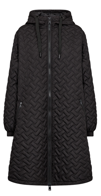 Ida – Quiltet Lang Jakke med Hætte